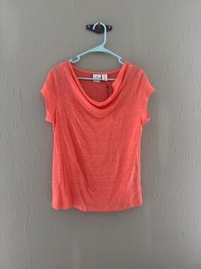 H by Halston Coral Short-Sleeve Cowl Neck Top